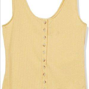 Billabong Ribbed Pale yellow button Tank top
